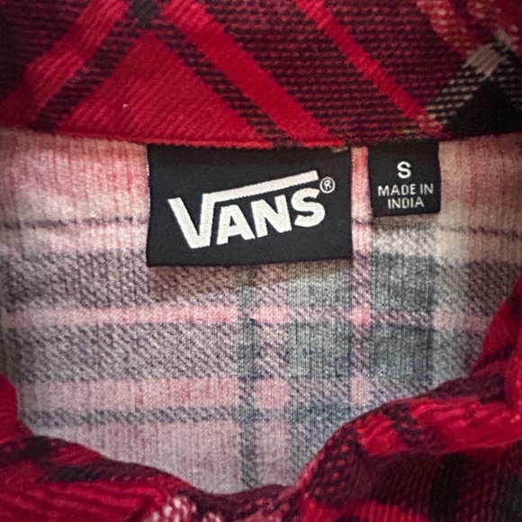 Vans black red lumberjack plaid corduroy long sleeve button down shirt mens sz S - Picture 7 of 12